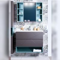 Комплект мебели для ванной Бриклаер КРИСТАЛЛ 80ZNN, графит/муссон — фото 1, Комплекты мебели для ванной