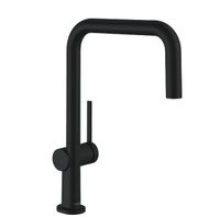 Смеситель для кухни, Hansgrohe, Talis M54, тип открывания воды-однорычажный, тип регулирования воды-керамический картридж, монтаж-на раковину/столешницу, отверстия для монтажа-1, высота, мм-339, вынос излива, мм-216, тип излива-поворотный, стандарт подвода воды-3/8", цвет-черный матовый арт-72806670 — фото 1, Смесители для кухни