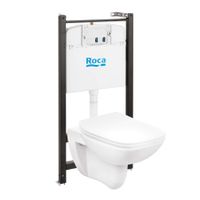 DEBBA Комплект 3 в 1 (инсталляции+подв. унитаз Rimless+сиденье дюропл. Slim). ROCA арт-7893104970 — фото 1, Комплекты унитаз + инсталляция