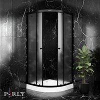 Душевой уголок с поддоном Parly 90х90 см, профиль черный, стекло матовое арт-ZF911B — фото 7, Душевые уголки четверть круга