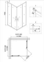 Душевое ограждение Niagara Nova NG-6609-08 (100х100х195) квадрат,хром,двери раздвижные,стекло прозрачное,1 место арт-66090811 — фото 6, Квадратные душевые уголки