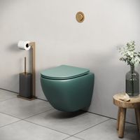 Товар: Унитаз Color (485х360х375) ЗЕЛЕНЫЙ матовый подвеснойбезободковый с тонкой крышкой арт-GR-4455OLMS - фото 4 Унитаз Color (485х360х375) ЗЕЛЕНЫЙ матовый подвеснойбезободковый с тонкой крышкой арт-GR-4455OLMS — фото 4, Подвесные унитазы
