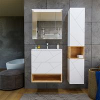 Товар: Тумба с раковиной и нишей Бриклаер КРИСТАЛЛ 70B, белый/дуб бунратти - фото 5 Тумба с раковиной и нишей Бриклаер КРИСТАЛЛ 70B, белый/дуб бунратти — фото 5, Тумбы с раковиной