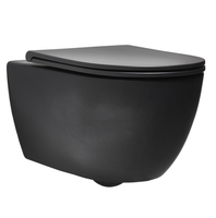 КОМПЛЕКТ Унитаз SIMAS TREVI подвесной безободковый с сиденьем с крышкой с микролифтом цвет черный матовый TR18/F85.NM+TR004.NM TR18/F85.NM+TR004.NM — фото 1, Подвесные унитазы