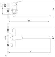 Смеситель для ванны AZARIO CAMPO с ручным душем, керамический картридж, хром арт-AZ-KX138275C — фото 5, Смеситель для ванны