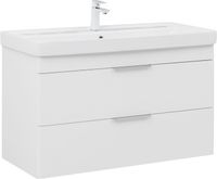 Тумба с раковиной Aquanet Ирис new 100 подвесная 2 ящ. цв. белый глянец 00342095 — фото 1, Тумбы с раковиной