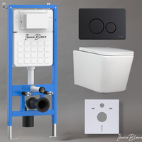 Комплект 3в1 IBERICA BLANCA инсталляция SILENCIO, унитаз TOLEDO ALTO белый, кнопка смыва INOX-O черный матовый (IB001.TLA.234.812) — фото 1, Комплекты унитаз + инсталляция