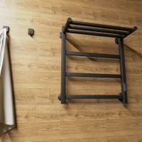 Полотенцесушитель электрический ВИД 81-10 ПРОФИЛЬНЫЙ с полкой 600х500, скр.монтаж, СНШ, черный матовый(RAL 9005), (Ferrum, равномерные перкаладины), Маргроид 8110p-6050-1083-9005R — фото 1, Электрические полотенцесушители