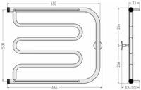 Полотенцесушитель водяной Стилье Тандем 2 полки 500х650 резьба-сгон 1" Без покрытия арт-00016-5065 — фото 4, Водяные полотенцесушители