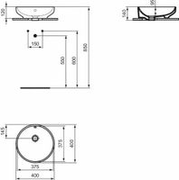 Раковина-чаша Ideal Standard I.LIFE B 40 см с отверстием перелива, белый арт-T509101 — фото 3, Раковины накладные