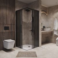 Душевое ограждение Niagara Nova NG-2830-34BLACK (100х100х195) квадрат,черный матовый,двери раздвижные,стекло тонированное,1 место — фото 3, Квадратные душевые уголки