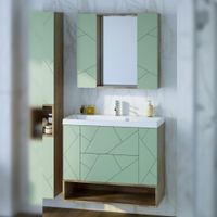 Комплект мебели для ванной Бриклаер КРИСТАЛЛ 90ZF, фисташковый/дуб гранж песочный — фото 1, Комплекты мебели для ванной