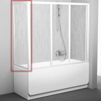 Боковая стенка шторки на ванну Ravak APSV-80, профиль белый, витраж полистирол рейн арт-9504010241 — фото 2, Боковые стенки