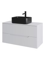 Orange Line Li-100TuwMDF+B02-460MB тумба с раковиной подвесная 100 см, белый/черный Li-100TuwMDF+B02-460MB — фото 6, Тумбы с раковиной