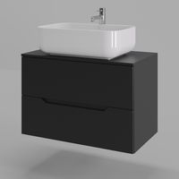 Orange Line Li-80TubMDF+B03-600W тумба с раковиной подвесная 80 см, черный/белый Li-80TubMDF+B03-600W — фото 1, Тумбы с раковиной