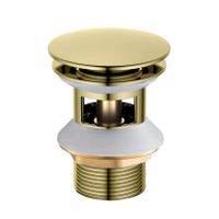 сливной набор для раковины Push-open с переливом, крышка круглая, полир. Золото арт-AQ6002PG — фото 1, Донные клапаны