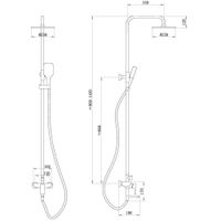 Душевая стойка ABBER Weiss Insel с изливом, черный матовый арт-AF8016BL — фото 2, Душевые стойки