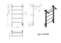 Полотенцесушитель электрический Grota App 430х800 черный App 430х800 RAL9005 EL — фото 2, Электрические полотенцесушители