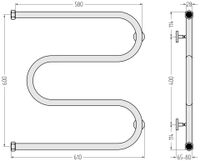 Полотенцесушитель водяной Сунержа М-образный+ 600х600 Без покрытия арт-00-4007-6060 — фото 2, Водяные полотенцесушители