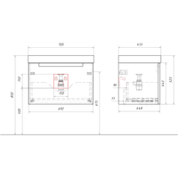 Подвесная тумба с одним ящиком 70 см, цвет белый с умывальником арт-VAN01071 — фото 4, Тумбы с раковиной