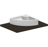 Раковина Scarabeo SQUARE угловая подвесная или накладная с переливом с одним отверстием цвет белый с антибактериальным и грязеотталкивающим покрытием BIOKER арт-8007/E BK — фото 1, Раковины накладные