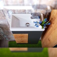 Тумба под раковину подвесная Бриклаер Форест дуб золотой/антрацит, 40 см 4627125414633 — фото 4, Тумбы с раковиной