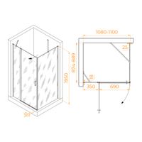 Душевой уголок RGW LE-044 (LE-004+Z-14) 1100x900 06124419-11 — фото 1, Душевые уголки