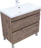 Тумба под раковину Aquanet Нота New 90 напольная, дуб веллингтон табак арт-00344145 — фото 1, Тумбы под раковину