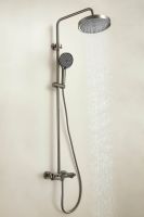 Душевая система с тропическим душем и смесителем BELZ, клавишный переключатель, оружейная сталь, арт-B25713-3 — фото 5, Душевые стойки