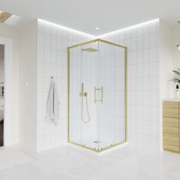 Душевой угол Veconi Evo 300 G, 1100х900x1950, золото брашинг, прозрачное стекло E3-G-11090-01-C9 — фото 1, Прямоугольные душевые уголки