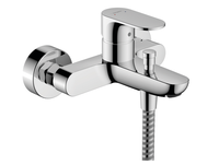 Смеситель для ванны и душа, Hansgrohe, Rebris S, 2 режима расхода воды, тип открывания воды-однорычажный, тип регулирования воды-керамический картридж, монтаж-настенный, отверстия для монтажа-2, вынос излива, мм-173, регулируемое ограничение температуры, дивертер с переключателем вакуумного типа, подходит для проточных водонагревателей, 2 режима расхода воды, цвет-хром арт-72443000 — фото 1, Смеситель для ванны