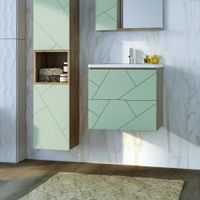 Тумба под раковину подвесная Бриклаер КРИСТАЛЛ фисташковый, 60 см 4627125417153 — фото 1, Тумбы с раковиной