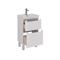 Тумба Lemark BUNO 50 см под 1 раковину, подвесная/напольная, 2 ящика, цвет планки: Серый, цвет корпу арт-LM04B50T — фото 4, Тумбы под раковину