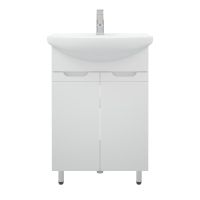 тумба Омега 60 (Элеганс 60) 2 двери напольная белая без умывальника арт-MFR80003WT — фото 1, Тумбы под раковину