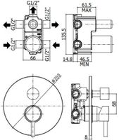 Смеситель для ванны Paffoni Stick SK018CR хром (с внутренней частью) — фото 1, Смеситель для ванны