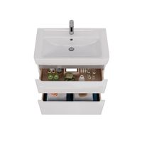 Тумба Lemark BUNO 80 см под 1 раковину, подвесная/напольная, 2 ящика, цвет планки: Серый, цвет корпу арт-LM04B80T — фото 2, Тумбы под раковину