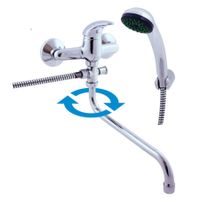 Смеситель Sazava для ванной с подвижным круглым изливом 270мм с душевым комплектом, арт-SA556.5/1 — фото 3, Смеситель для ванны