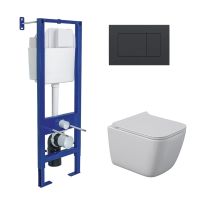 Комплект BERGES: инсталляция АТОМ 410 кнопка Atom черная SoftTouch, унитаз QUATTRO S Rimless 49 см, сидение дюропласт микролифт, быстросъём арт-043365 — фото 8, Комплекты унитаз + инсталляция