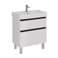 Тумба Lemark COMBI 80 см под 1 раковину, подвесная/напольная, 2 ящика, цвет планки: Чёрный, цвет кор арт-LM03C80T-black — фото 4, Тумбы под раковину