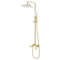 Душевая система Azario Lursy с квадратным тропическим душем, керамический картридж, шланг 150 см, золото матовое арт-AZ-K2349MG — фото 1, Душевые стойки