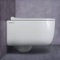 Унитаз BERGES подвесной EGO Real Rimless 49см, сиденье дюропласт Toma Slim SO, микролифт, быстросъем арт-082111RR — фото 9, Подвесные унитазы