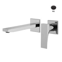 Смеситель для раковины, Fima Carlo Frattini, Zeta, тип открывания воды-однорычажный, монтаж-настенный встраиваемый, отверстия для монтажа-2, вынос излива, мм-204, донный клапан-есть, внутренняя часть-необходимо заказать, цвет-черный матовый арт-F3971NLX8NS — фото 1, Смесители для раковины