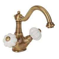 OLIVIA См-ль д/раковины, донный клапан "click-clack", бел./бронза арт-19000 — фото 1, Смесители для раковины