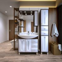 Комплект мебели для ванной Бриклаер БАЛИ 85RV, венге/белый — фото 1, Комплекты мебели для ванной