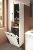 Root Пенал 40 см с корзиной для белья глянцевый белый левый VITRA арт-66237 — фото 1, Пеналы для ванной комнаты