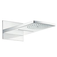 Верхний душ, Hansgrohe, Raindance Rainfall, тип установки-настенный, ширина, мм-214, глубина, мм-445, высота, мм-160, форма-прямоугольная, количество режимов-2, тип струи-RainAir, ливневая струя, внутренняя часть-необходимо заказать, цвет-белый/хром арт-28433400 — фото 1, Верхние души