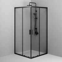 W90G-403-100100-BT Gem душевое огражд квадратн.,раздвиж.двери 100x100 черный мат.,стекло прозрачн — фото 2, Душевые кабины и ограждения