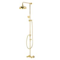 PRESTIGE Душевой настенный гарнитур (см-ль д/душа/колонна/верхний душ/шланг/ручной душ), золото 31851 — фото 1, Душевые стойки