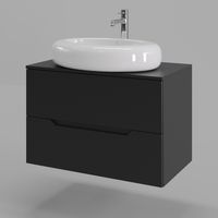 Orange Line Li-80TubMDF+B08-640W тумба с раковиной подвесная 80 см, черный/белый Li-80TubMDF+B08-640W — фото 1, Тумбы с раковиной