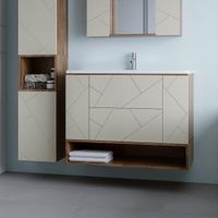 Товар: Тумба с раковиной и нишей Бриклаер КРИСТАЛЛ 100L, латте/дуб крафт табачный - фото 1 Тумба с раковиной и нишей Бриклаер КРИСТАЛЛ 100L, латте/дуб крафт табачный — фото 1, Тумбы с раковиной